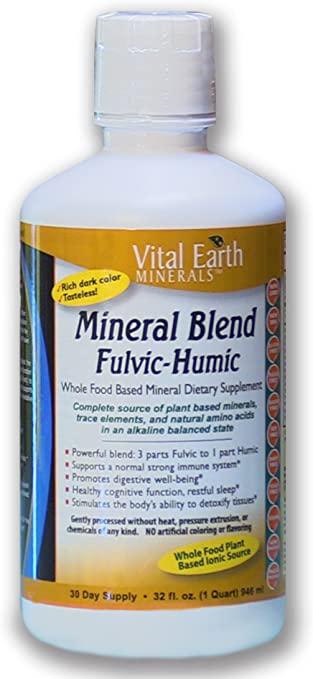 Mineral Blend Fulvic-Humic - 32 Fl. Oz. - 1 Month Supply - Vegan Liquid Ionic Trace Mineral Multimineral Supplement - Almost Tasteless - Plant Based
