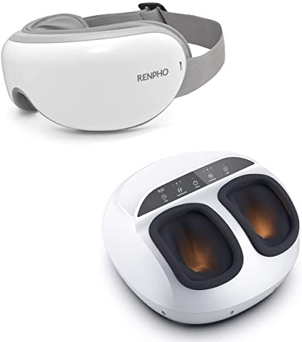 RENPHO Foot Massager Machine with Heat and Eye Massager with Heating Bluetooth Music for Relieve Eye Strain Dark Circles