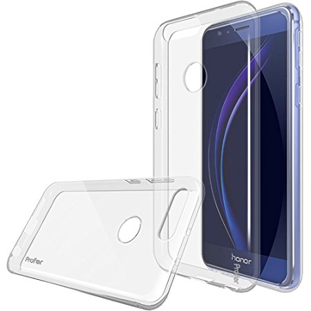 Honor 8 case, Profer [Exact Fit] Anti-Scratches [100% Clear] TPU PREMIUM SLIM FLEXIBLE SOFT Bumper Protective Skin Case Cover for Huawei Honor 8 (Clear)