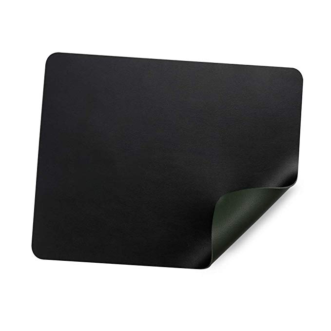 Mouse Pad ATAILORBIRD Dual-Sided Mat Waterproof PU Leather Mousepad 11.8"x9.45"for Home Office,Black and Green