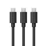 3x COM-PAD Premium USB to Micro USB Sync- and Charging Cable Pack for Android Smartphones Tablets Bluetooth Speaker Samsung HTC LG 3x3ft black