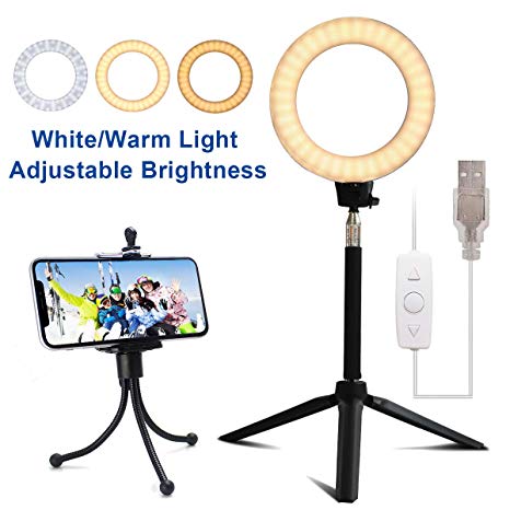 LED Ring Light - Lambony Standing Ring Light Eith Stand 6500K Dimmable with Tripod Stand Selfie Stick, Ring Make Up Light, Selfie, Vlog, Live Stream, Youtube, Phone Video Shooting[USB Plug]