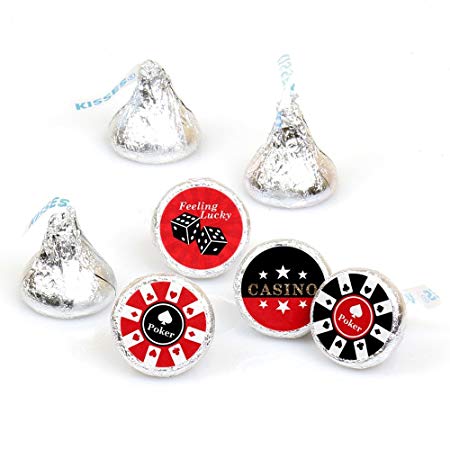 Las Vegas - Casino Party Round Candy Sticker Favors - Labels Fit Hershey’s Kisses (1 Sheet of 108)