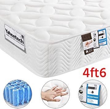 Yaheetech 4ft 6 Double Mattress Medium Firm Pocket Spring/Sprung Thick Spong Top Mattress 135x190 cm