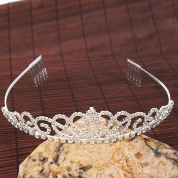 Pixnor Gorgeous Pretty Rhinestone Tiara Crown Exquisite Headband Comb Pin Wedding Bridal Birthday Tiaras