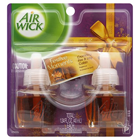 Air Wick Scented Oil Twin Refill Crackling Fire & Log Cabin 20ml Each