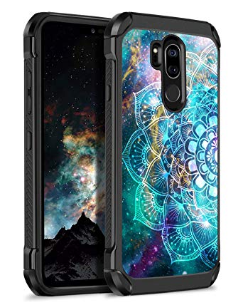 BENTOBEN LG G7 Case, LG G7 Thinq Case, Slim Dual Layer Hybrid Hard PC Soft TPU Glow in The Dark Luminous Noctilucent Shockproof Protective Phone Cases Cover for LG G7 / LG G7 ThinQ, Mandala in Galaxy