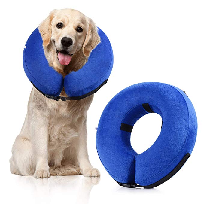 Adoric Protective Inflatable Pet Collar, Soft Adjustable & Comfortable Pet E-Collar for Dogs and Cats, Great for Recovery from Surgery or Wounds, Medium Size