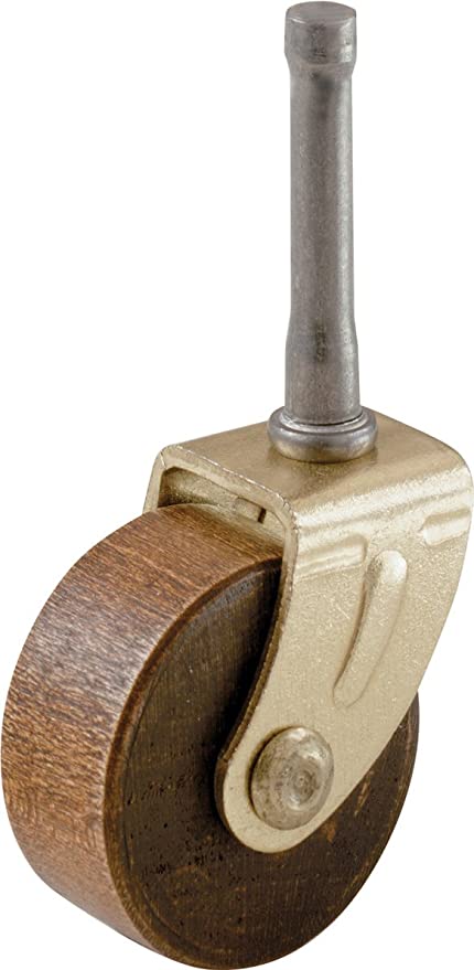 Shepherd Hardware 9051 1-5/8-Inch Designer Stem Casters, Wood Wheel, 5/16-Inch Stem Diameter, Brown, 2-Pack