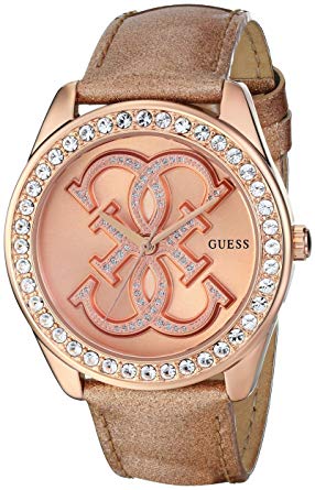 GUESS Women's U0208L1 Dazzling Iconic Logo Rose Gold-Tone Watch