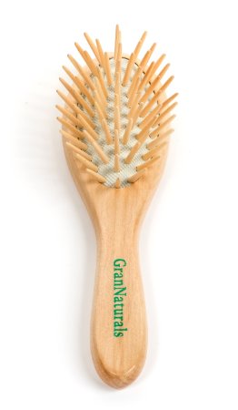 GranNaturals Detangling Wooden Bristle Hair Brush - Small Travel Size