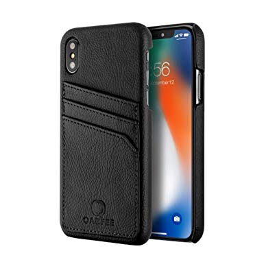 iPhone X Case,QARFEE Ultralight Card Bit Leather iphone Wallet Case Support Wireless Charging With Case Protection for Apple iPhone X/10 5.8inch,Black