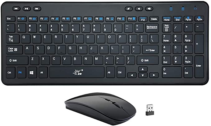 SR Wireless Keyboard Mouse Combo,Thin,Quiet,Compact,Full Size,2.4G USB Keyboard Combo for Pc Computer Laptop Notebook Windows 7, 8, 10