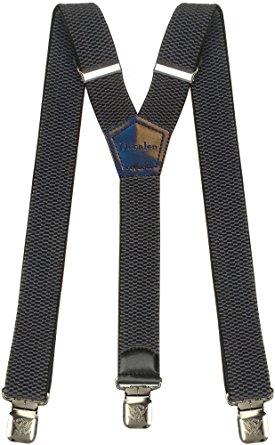 Mens braces wide adjustable and elastic suspenders Y shape with a very strong clips - Heavy duty