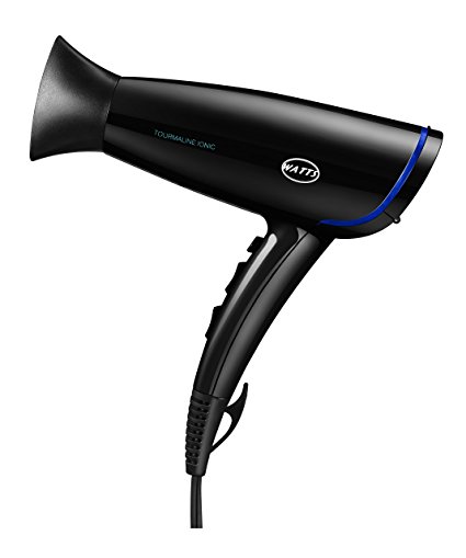 WATTS HD-16 Hair Dryer 1875W Professional Anti Frizz Black Tourmaline Ceramic Ionic Blow Dryer and Light Weight Blower with Cool Shot and Infrared Heat (Black)