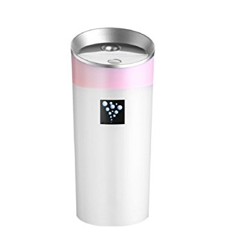 Ultrasonic Humidifier USB Car Humidifier Mini Aroma Essential Oil Diffuser Aromatherapy Mist Maker Home Office (Pink)