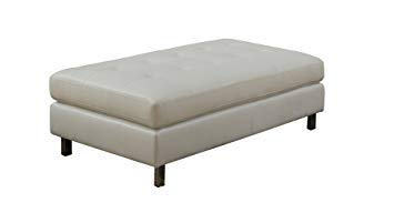 NHI Express 71010-33WT Logan Collection Ottoman by Nathaniel Home- Bonded Leather, White Color,