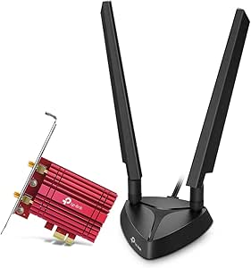 TP-LINK Archer TXE75E AXE5400 Wi-Fi 6E Bluetooth 5.2 PCIe Adapter.2402 Mbps @ 6GH,2402 Mbps @ 5 GHz.574 Mbps @2.4 GHz