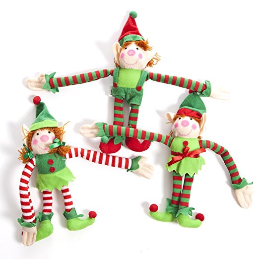 Fun Express Deluxe Plush Hanging Christmas Elves Party Favors - 12 Pieces