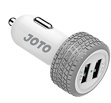 JOTO Dual Ports USB Car Charger 4.8A/24W - Portable Quick Car Charger compatible with Apple and Android devices, 2 Ports Quick USB Car Charger Adapter [Light Grey / White]