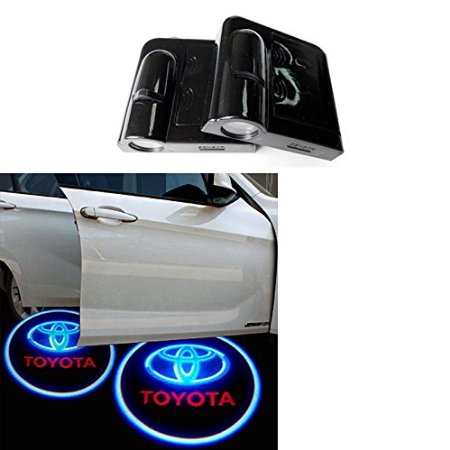 Soondar® 2 pcs Universal Wireless Car Projection LED Projector Door Shadow Light Welcome Light Laser Emblem Logo Lamps Kit, No Drilling (Toyota) - No Drilling Required