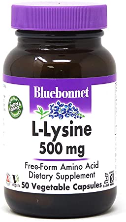 BlueBonnet L-Lysine 500 mg Vitamin Capsules, 50 Count (743715000520)