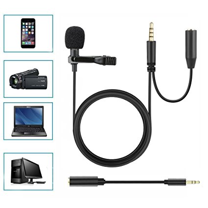 Lavalier Lapel Microphone, Homics Professional Grade Mic with Easy Clip On System­ Perfect for Recording Youtube, Interview, Video Conference, Podcast and Voice Dictation
