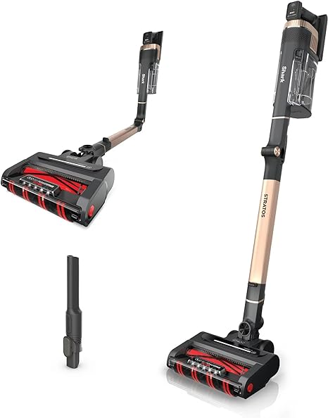 Shark IZ840H Stratos Cordless Vacuum with Clean Sense IQ, DuoClean PowerFins HairPro, Includes Crevice Tool, Up to 50 Minute Runtime, Rose Gold