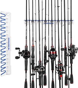 KastKing White Patented V15 Vertical Fishing Rod Holder – Wall Mounted Rod Rack, Store 15 Rods or Rod Combos in 18 Inches,1 Pack