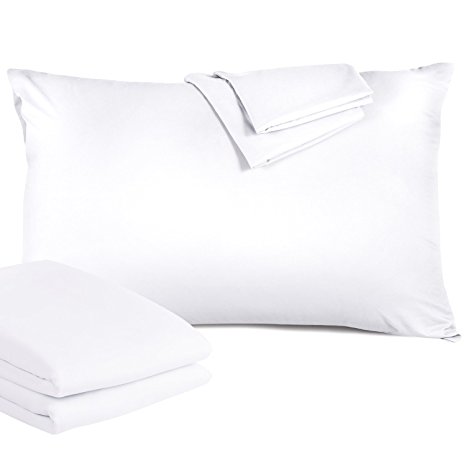 Lighting Mall Pillowcase Set, 100% Brushed Microfiber Ultra Soft Pillow Cases Standard Size with Envelope Closure End - Wrinkle Free, Stain Resistant, Allergy Protection (Set of 2, White)