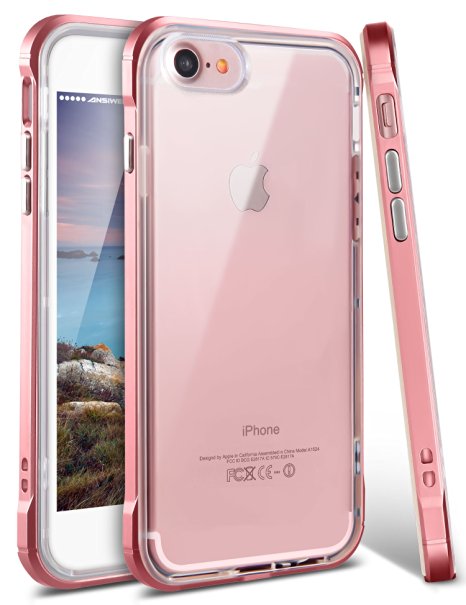 iPhone 7 Case, iPhone 7 Case Rose Gold, Ansiwee Reinforced Frame Crystal Slim Highly Durable Shock-Absorption Flexible Soft Rubber TPU Bumper Hybrid Protective Case for Apple iPhone 7 4.7"(Rose Gold)