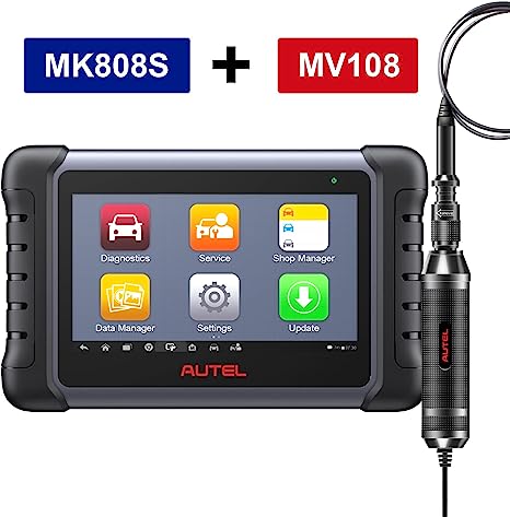 Autel Scanner MaxiCOM MK808S with MaxiVideo MV108 Inspection Camera, 2023 Bidirectional Tool Updated of MaxiCheck MX808 MK808, 28 Service, Active Test, All System Diagnosis for 150 Brands