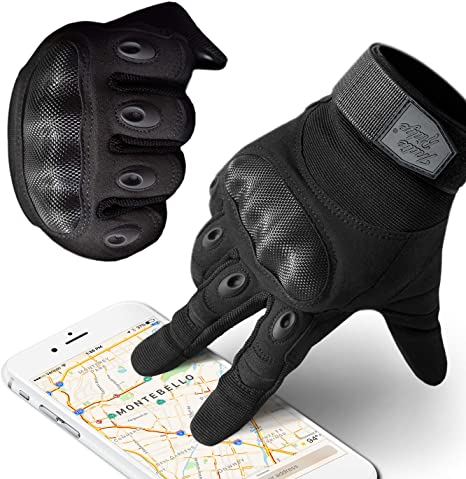 Powersports Motorcycle Gloves by Indie Ridge, Lightweight Carbon Fiber Racing Gloves with Mobile Touch Screen Fingertips (X-Small)