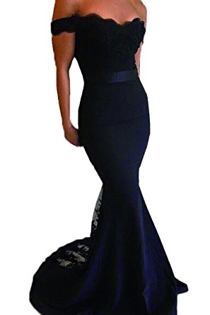 Honey Qiao Navy Blue Lace Mermaid Bridesmaid Dresses Long Prom Party Gowns