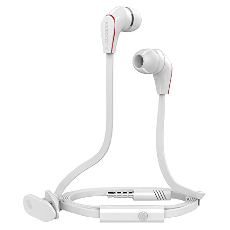 Kasonic Headphones, Headset In-Ear earbuds Earphones headset with Mic Stereo 3.5mm Plug Type for iPhone 6, 6 Plus, iPod, iPad Air, Samsung S6 S5, HTC, LG G4 G3, Android Smartphones, MP3 Players (KS700-WHITE)