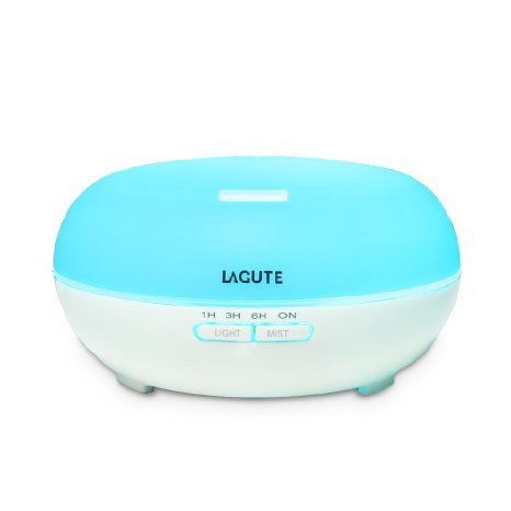 LAGUTE Reunion 200ml Aroma Essential Oil Diffuser Ultrasonic Cool Mist Humidifier,4 Timer Settings Auto Shut off Aroma Diffuser with 7 Color Lights for Home Baby Room Yoga