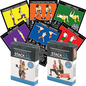Dumbbell Exercise Cards by Strength Stack 52. Dumbbell Workout Playing Card Game. Video Instructions Included. Perfect for Training with Adjustable Dumbbell Free Weight Sets and Home Gym Fitness.