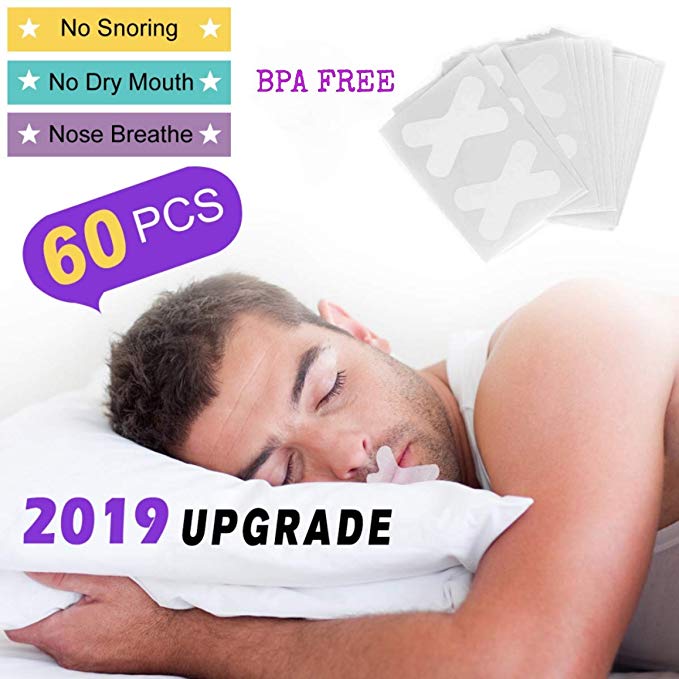 Original Sleep Strips, 60 Pack Advanced Gentle Mouth Tape for Better Nose Breathing, Anti Snore Mouth Strips Instant Snoring Relief Stop Snoring Solution Device Improved Night Sleep Less Mouth Breathe