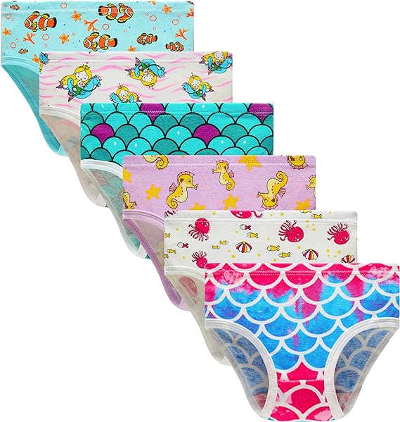 Cadidi Dinos Little Girls' Soft Cotton Underwear Kids Cool Breathable Comfort Panty Briefs Toddler Undies(Pack of 6)