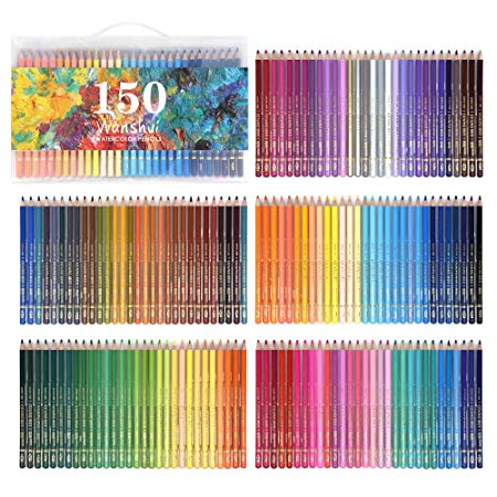 Professional Watercolor Pencil Set (150-Count) Art Supplies for Coloring, Drawing, Shading | Pre-Sharpened, Fine Point Lead | Nontoxic, Water Soluble | Kids & Adults