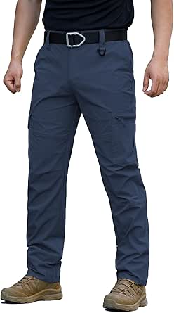 CARWORNIC Men's Quick Dry Hiking Pants Lightweight Water-Resistant Travel Fishing Outdoor Pants with Zipper Pockets