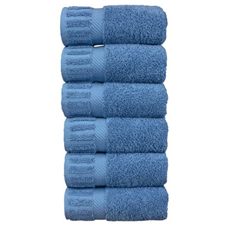 Luxury Hotel & Spa Towel Turkish Cotton Hand Towels - Wedgewood - Piano - Set of 6