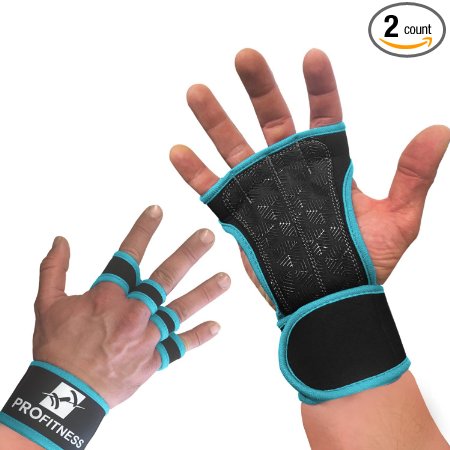 Cross Training Gloves by ProFitness | Non-Slip Palm Silicone Weight lifting Glove to avoid Calluses | Perfect for WODs & Weightlifting | With Wrist Wrap Support, Ideal for both Men & Women