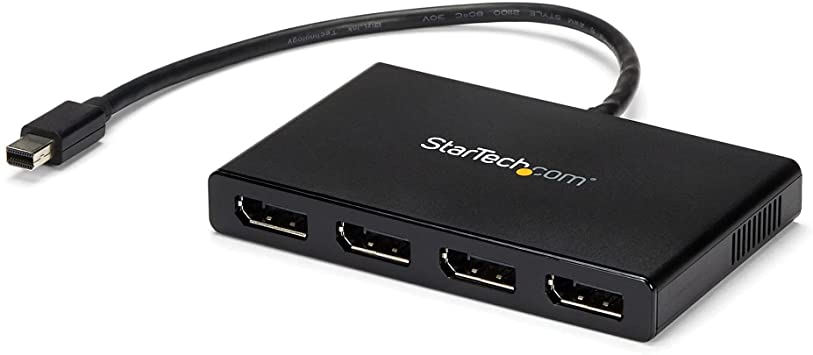 StarTech.com 4-Port Multi Monitor Adapter - Mini DisplayPort to DisplayPort MST Hub - 4x 1080p - Video Splitter for Extended Desktop Mode on Windows PCs Only - mDP to Quad DP Monitors (MSTMDP124DP)