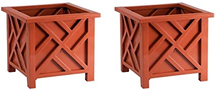 Trenton Gifts Chippendale Planters | Set of 2 | Terra Cotta