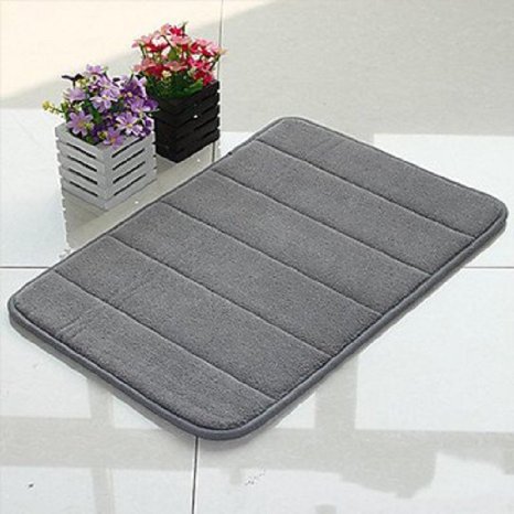 WPM'S Incredibly Soft and Absorbent Memory Foam Bath Mat, 17 By 24-inch (Grey)