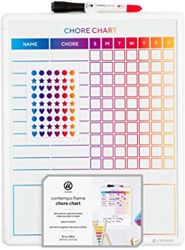 U Brands Contempo Magnetic Dry Erase Chore Chart, 14 x 11 Inches, White Frame (3603U00-04)