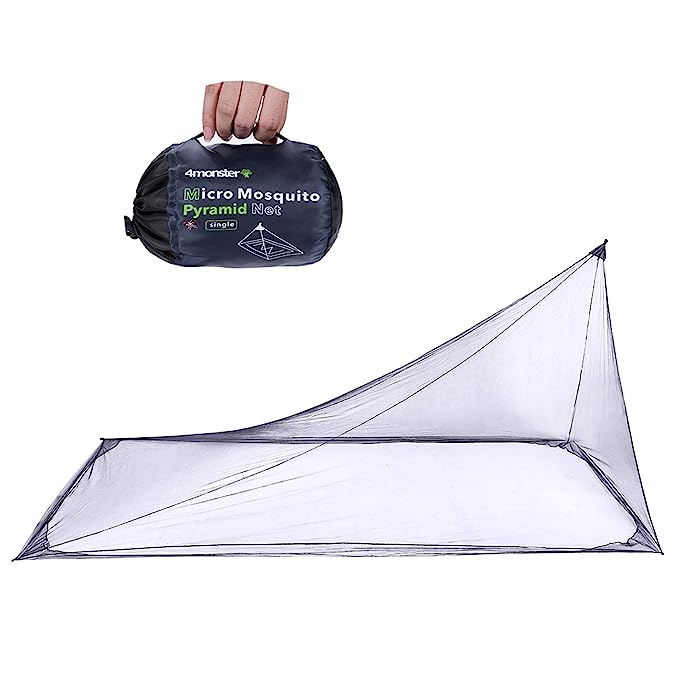 4Monster Mosquito Camping Insect Net with Carry Bag, Compact and Lightweight, Fits Sleeping Bags, Bed, Tent (Single)