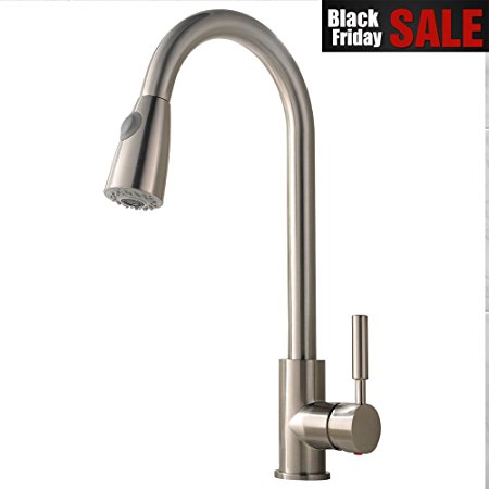 VCCUCINE Brushed Nickel Single Handle Pull Down Kitchen Sink Faucet, Pull Down Sink Faucets