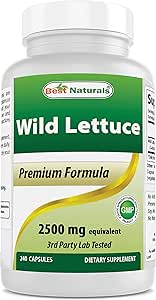 Best Naturals Wild Lettuce 10:1 Extract 250 mg (Equivalent to 2500 mg Wild Lettuce Powder) - 240 Capsules